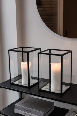 Harlequin Lantern - Clear Mirror, Black Frame Small (20*20*30)
