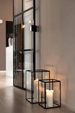 Harlequin Lantern - Clear Mirror, Black Frame Medium (25*25*40)