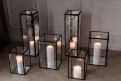 Harlequin Lantern - Clear Mirror, Black Frame Large - wall mounted (20*20*65)