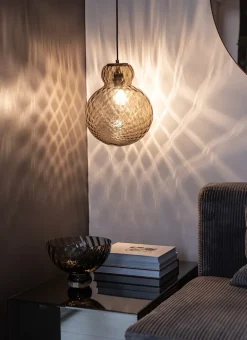 Lily Pendant Lamp - Brown - Black Metal Harlequin Large