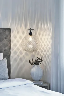 Lily Pendant Lamp - Clear - Black Metal Harlequin Large