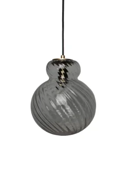 Lily Pendant Lamp - Grey - Brass Metal Swirl Small