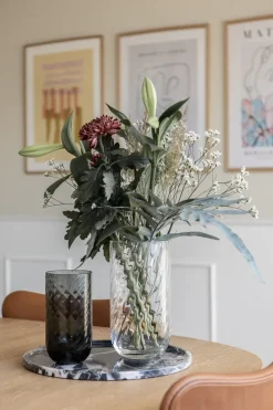 Meadow Swirl Cylinder Vase - Grey Small