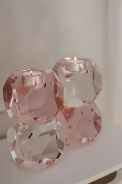 Sky T-Light Candle Holder - Pink/Clear Stacked