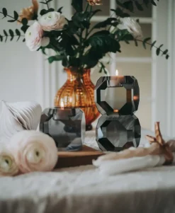 Sky T-Light Candle Holder - Grey Stacked