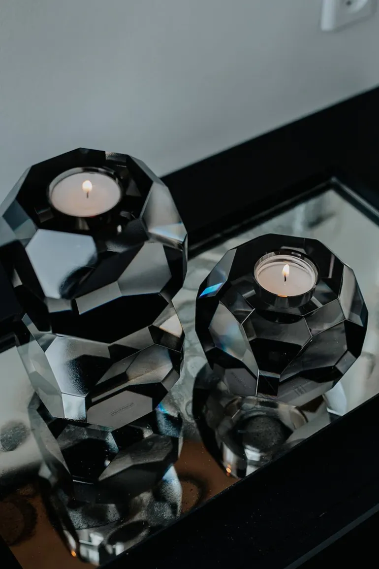 Sky T-Light Candle Holder - Grey Stacked