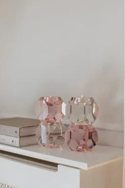 Sky T-Light Candle Holder - Clear/Pink Stacked