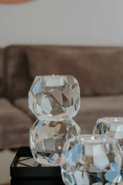 Storm T-Light Candle Holder - Clear Stacked