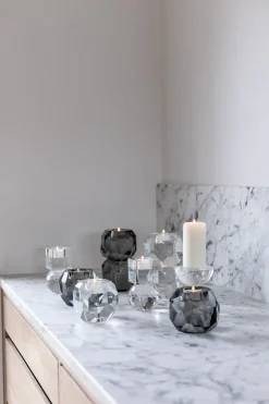 Storm T-Light Candle Holder - Grey Stacked