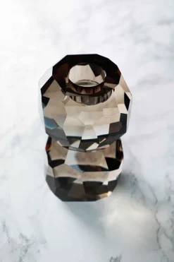 Storm T-Light Candle Holder - Light Smoke Stacked