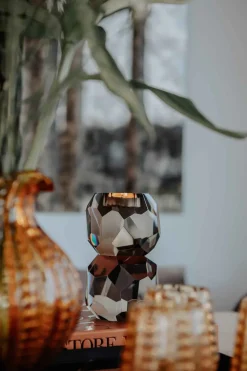 Storm T-Light Candle Holder - Light Smoke Stacked