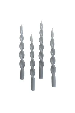 The Curly Candle Collection - Packed with 4 Pieces per box - Steel Grey Fully Curled