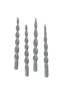 The Glossy Candle Collection - Packed with 4 pieces per box - Steel Grey Fully Curled