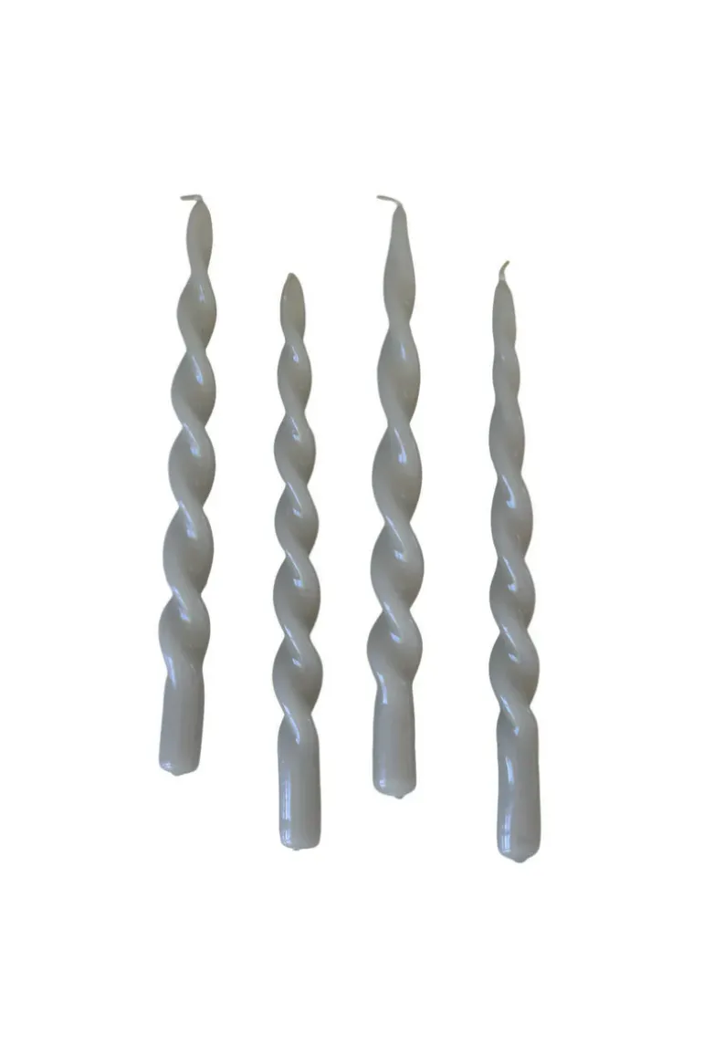 The Glossy Candle Collection - Packed with 4 pieces per box - Steel Grey Fully Curled