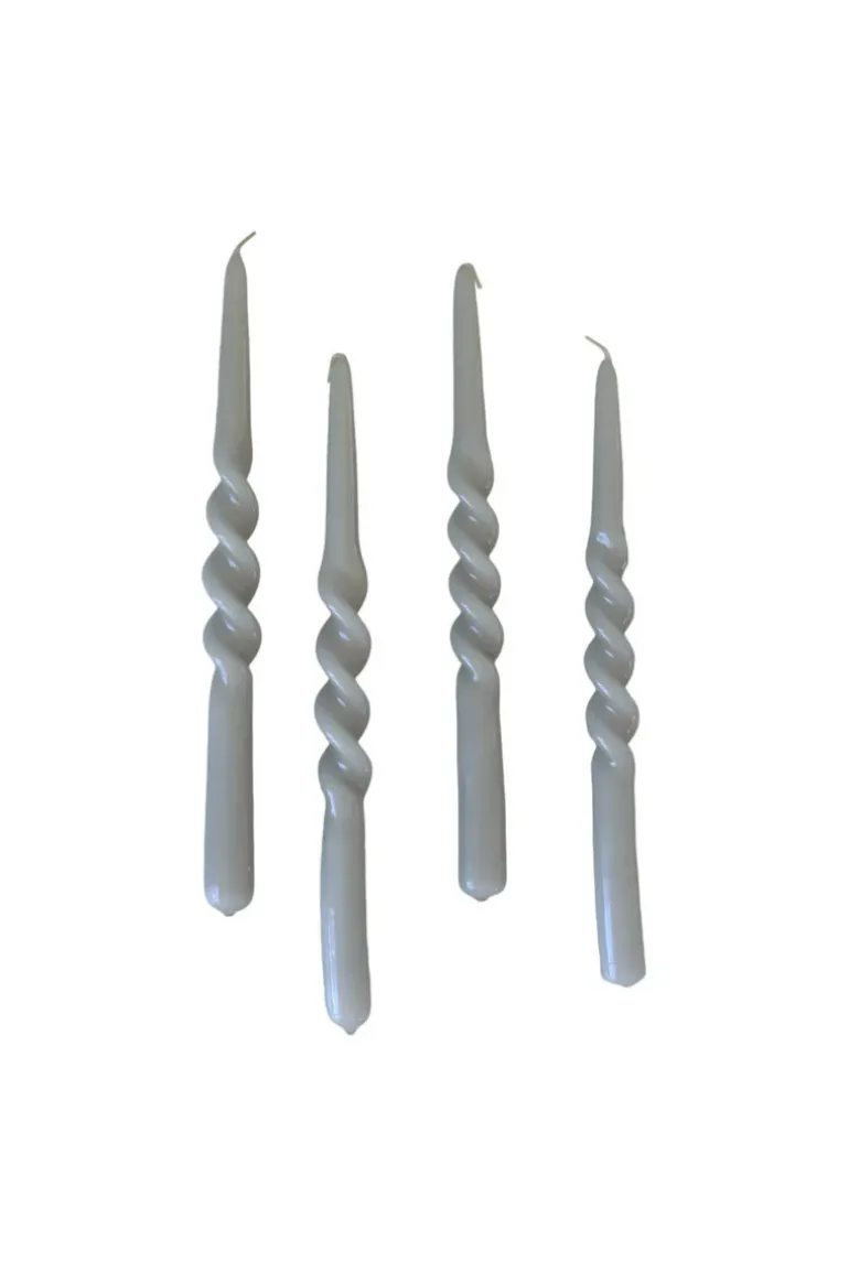 The Glossy Candle Collection - Packed with 4 pieces per box - Steel Grey Middle Curled