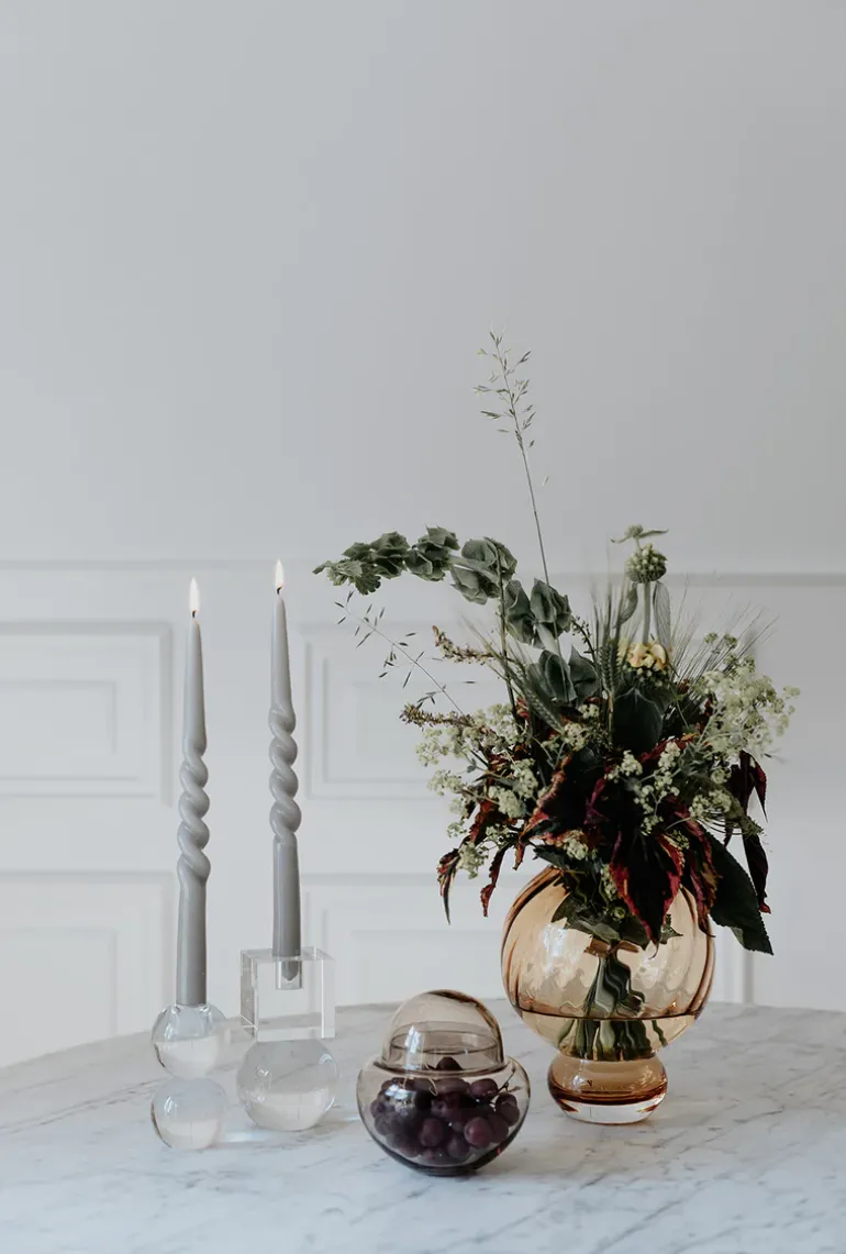 The Glossy Candle Collection - Packed with 4 pieces per box - Thunder Grey Middle Curled