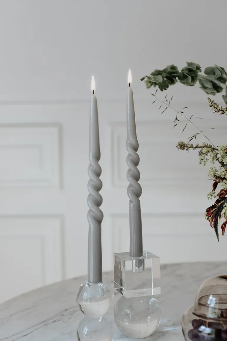 The Glossy Candle Collection - Packed with 4 pieces per box - Thunder Grey Middle Curled