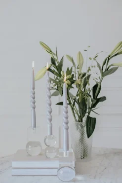 The Pearl Candle Collection - Packed with 4 Pieces per box - Silver Grey Pearl Middle Curled
