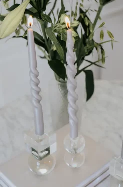 The Pearl Candle Collection - Packed with 4 Pieces per box - Silver Grey Pearl Middle Curled