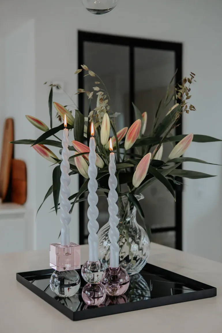 The Pearl Candle Collection - Packed with 4 Pieces per box - Silver Grey Pearl Fully Curled