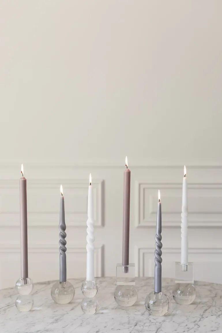 The Pearl Candle Collection - Packed with 4 Pieces per box - Grey Pearl Middle Curled