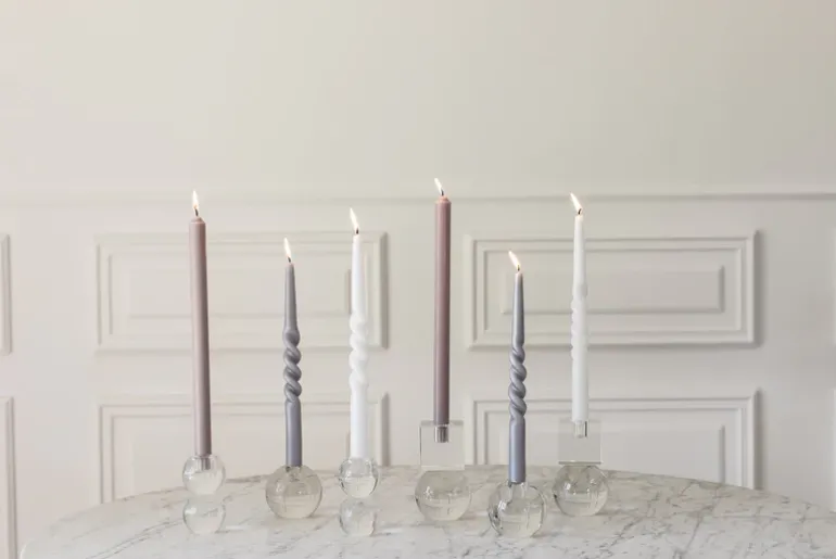 The Pearl Candle Collection - Packed with 4 Pieces per box - Grey Pearl Middle Curled
